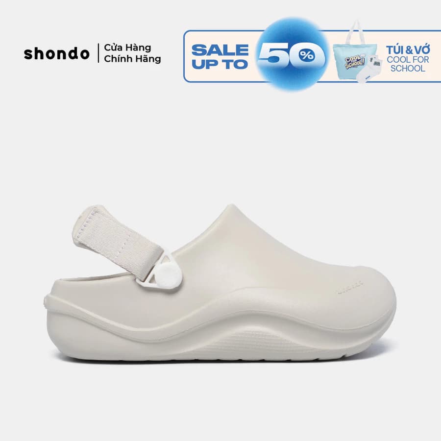 Dép Sục Unisex Shondo Clog Suke Nhựa Đúc Đế Cao 4cm Hack Dáng Siêu Nhẹ Màu Trắng SUK0009