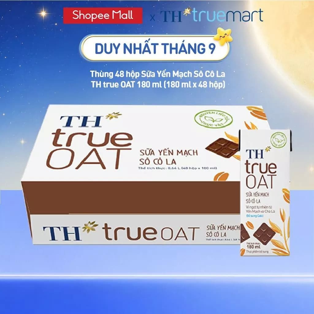 Thùng 48 Hộp Sữa Yến Mạch TH true milk OAT hương vị Sô Cô La 180ml (48 Hộp)