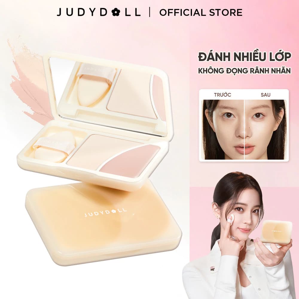 Bảng Bắt Sáng 2 Ô JUDYDOLL Highlight Duo Chất phấn mịn lì +chất kem mướt mịn Che rãnh lệ Che quầng thâm Làm đầy Tiệp da 8g