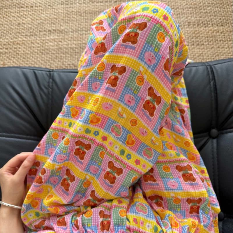 Cotton Nguyên Chất Hai Lớp Sợi Pop Quần Mềm Mại Sáp Thoải Mái Có Thể Mặc Bên Ngoài Có Túi Nhà