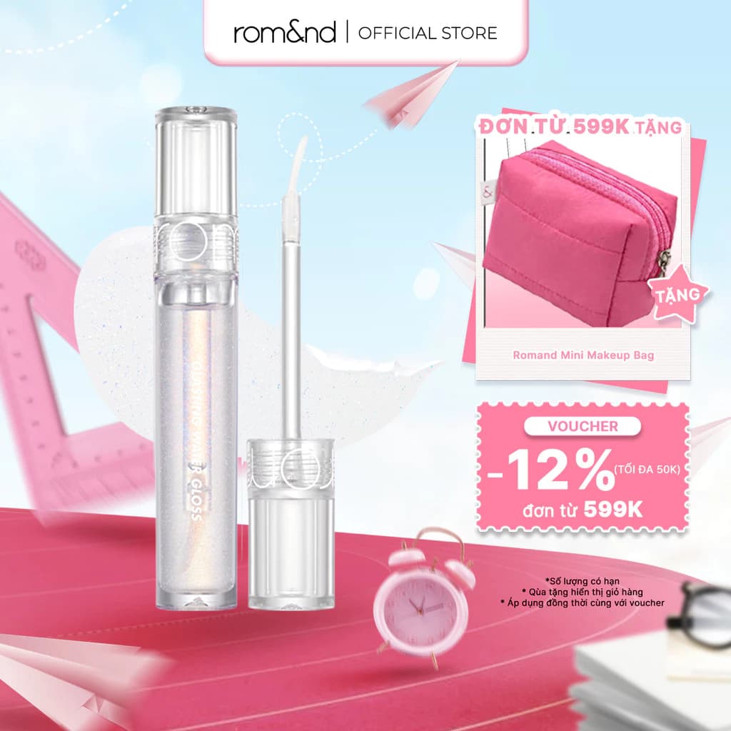 [KOL x Rom&nd] Son tint bóng mịn mượt Hàn Quốc Romand Glasting Water Gloss 4.5g