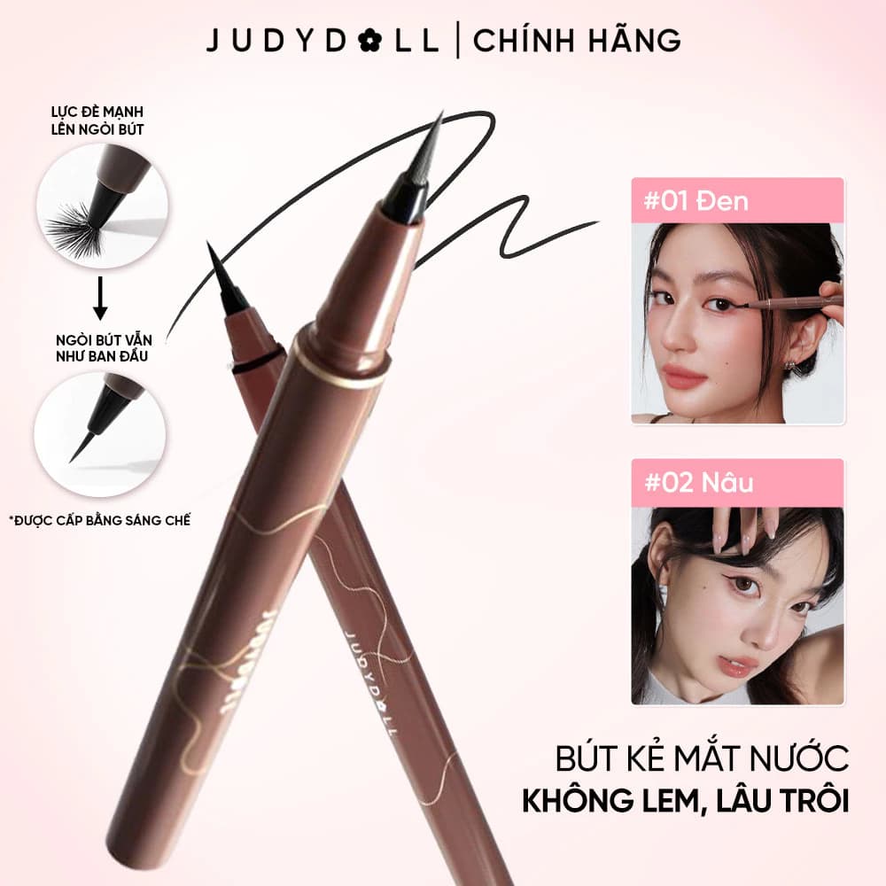 JUDYDOLL Bút kẻ mắt nước Siêu mảnh Slim liquid eyeliner Chống nước Lâu trôi Không lem 0,014mm