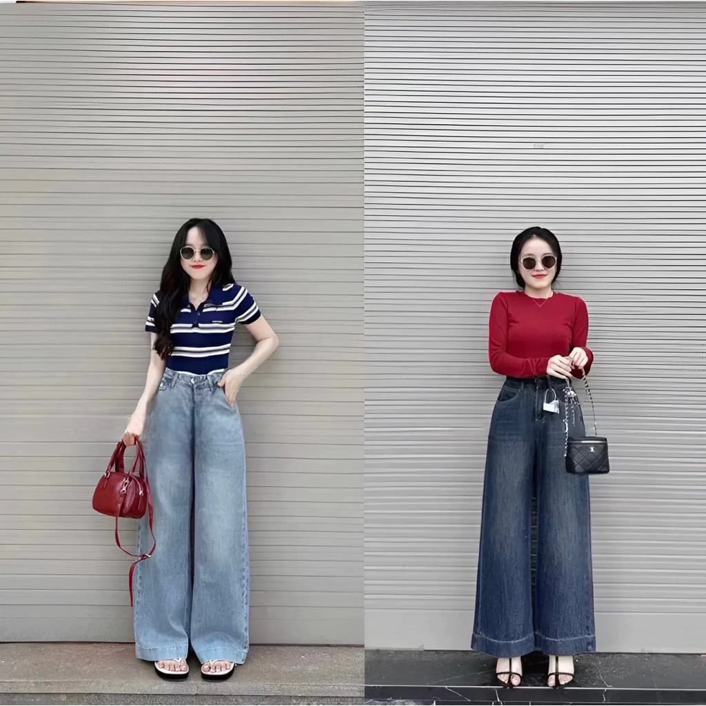 Quần jean suông gấu to lưng cao phom chuẩn , quần jean chất bò mềm mịn đẹp