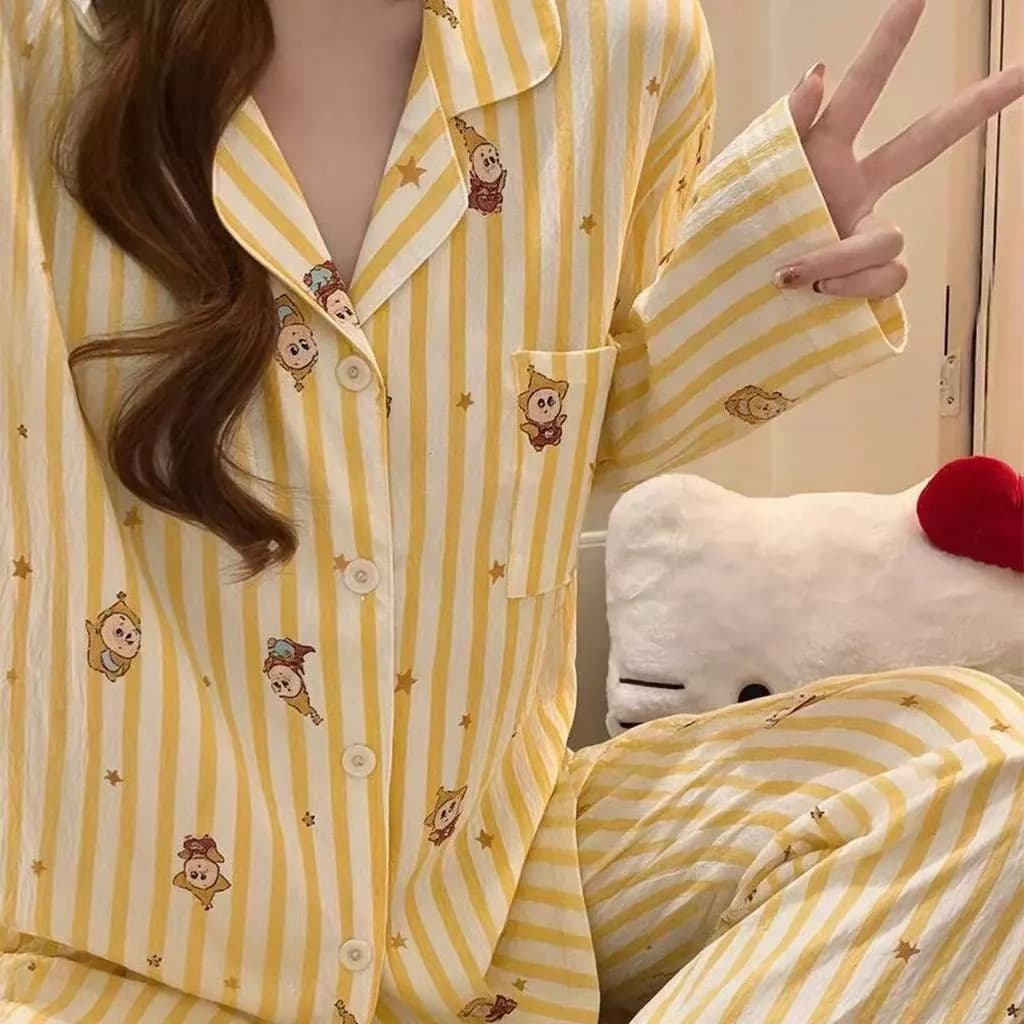 Bộ Đồ Ngủ Nữ Bộ Đồ Ngủ Mùa Thu Đông Tay Dài Đồ Ngủ Người Phụ Nữ Hoạt Hình Dễ Thương Mặc Ở Nhà