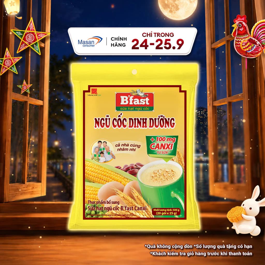 Sữa Hạt Ngũ Cốc B'Fast Canxi - Túi 20 Gói x 25g
