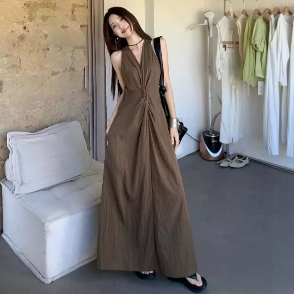 Đầm cổ chữ V thời trang mùa hè dành cho nữ