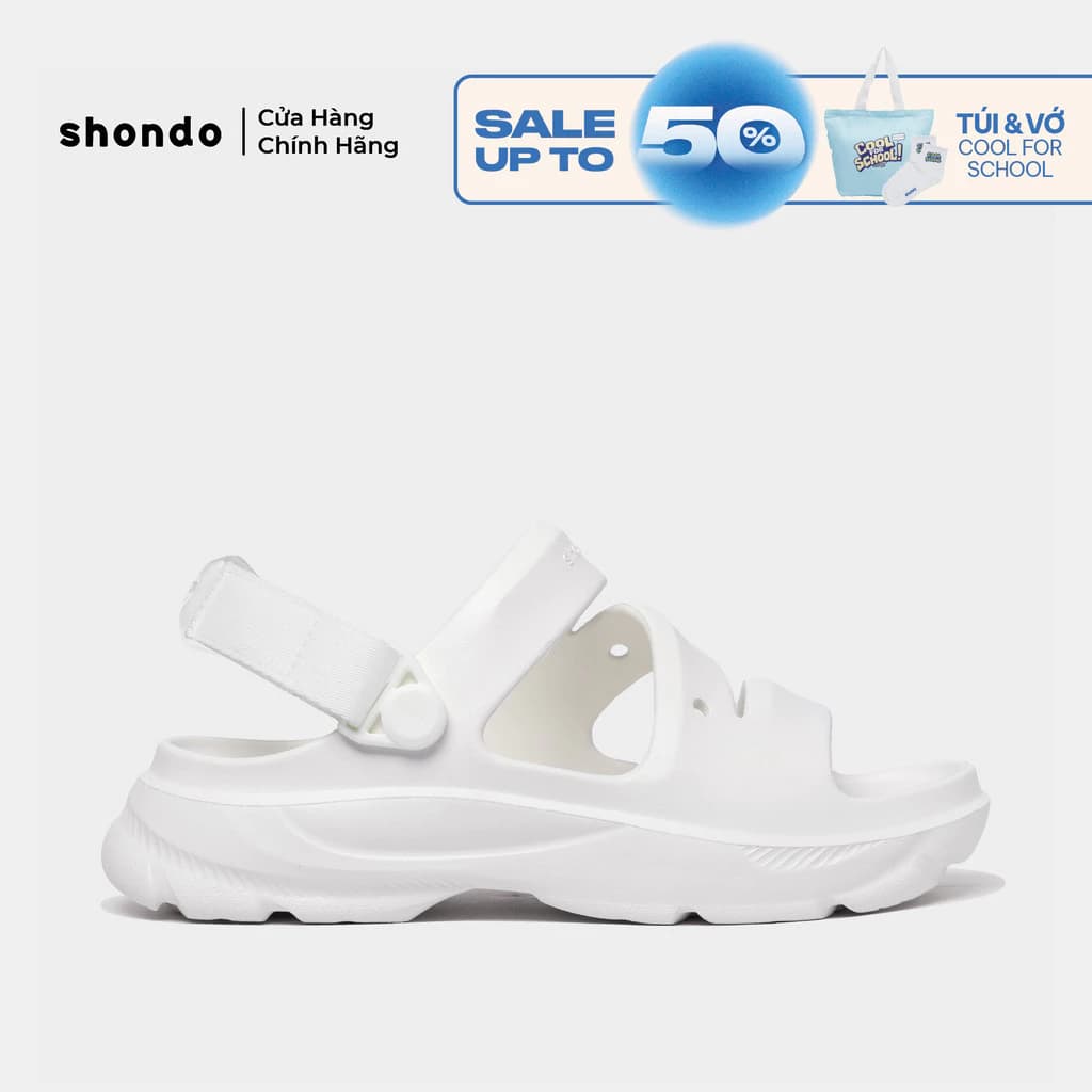 Giày Sandal Nam Nữ Shondo FX Nhựa Đúc Kháng Nước Hạn Chế Trơn Trượt Trắng F100000