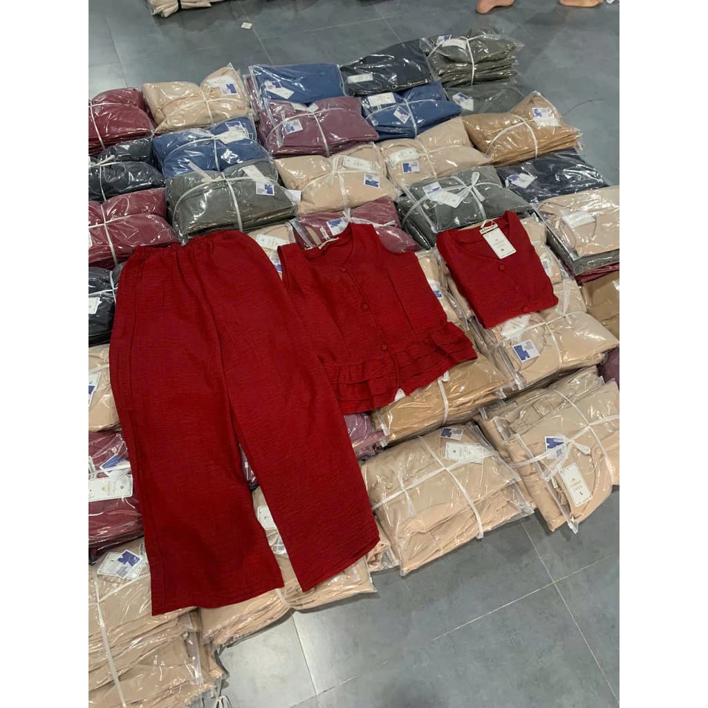 Set Đũi Nữ Áo Sát Nách Bèo Tầng Quần Suông Ống Rộng Mặc Mát Mùa Hè NY NA STORE