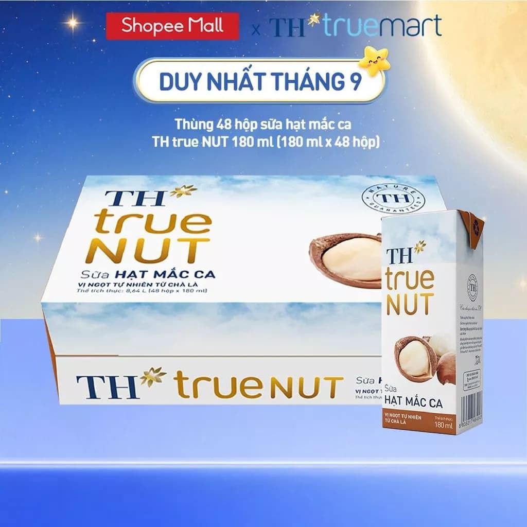 Thùng 48 Hộp Sữa Hạt Mắc Ca TH true NUT milk 180ml (48 Hộp)