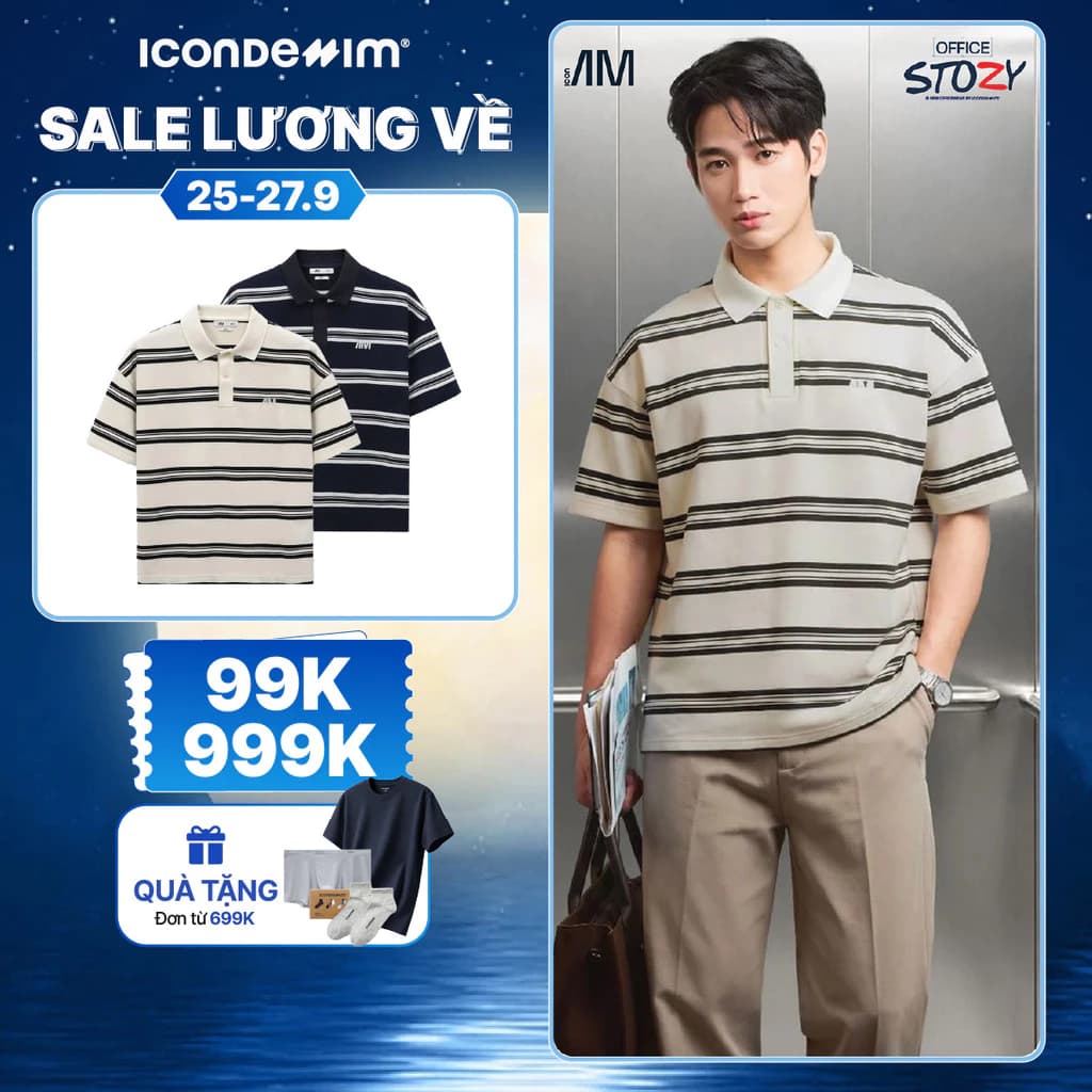 Áo Polo Nam ICONDENIM ICON AM Parallel Form Boxy PLID0310