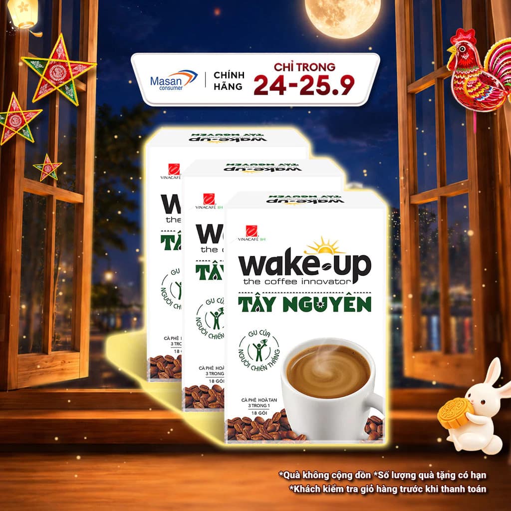 [Chọn loại] Combo 3 Cà phê hòa tan Wake up Tây Nguyên x 16gr