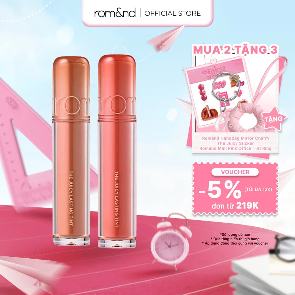 [Rom&nd] [Màu 31-35] Son Tint lì cho môi căng mọng THE JUICY LASTING TINT