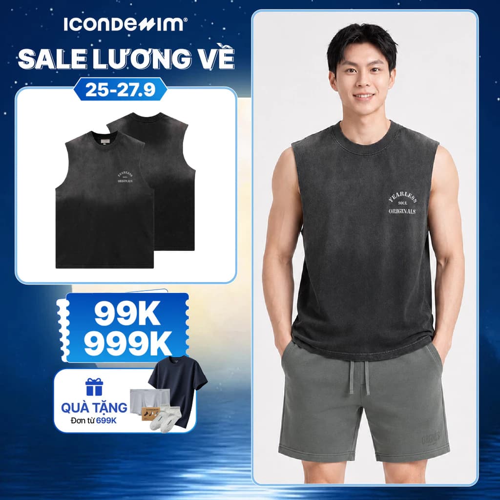 Áo Tanktop Nam ICONDENIM Steel Fade Form Regular TTID0049