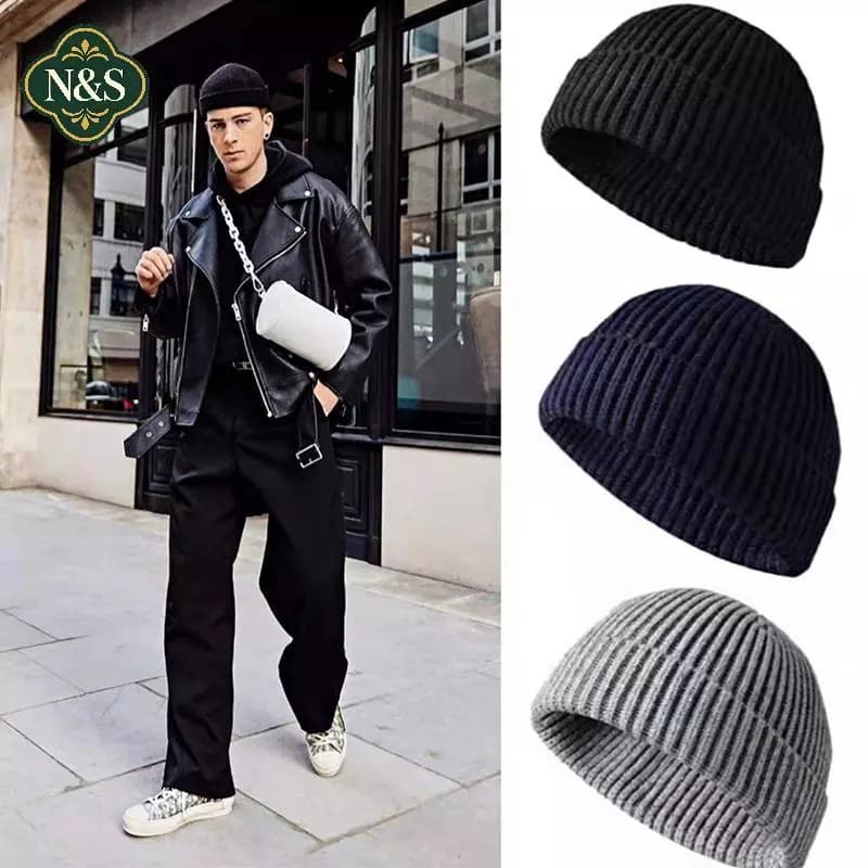 NS Mùa Đông Ấm Áp Unisex Len Beanies Mũ Người Cá Mũ Dành Cho Nam Ngắn Đan Đồng Hồ Nắp Còng Trawler Mũ Hip Hop Bonnet NS