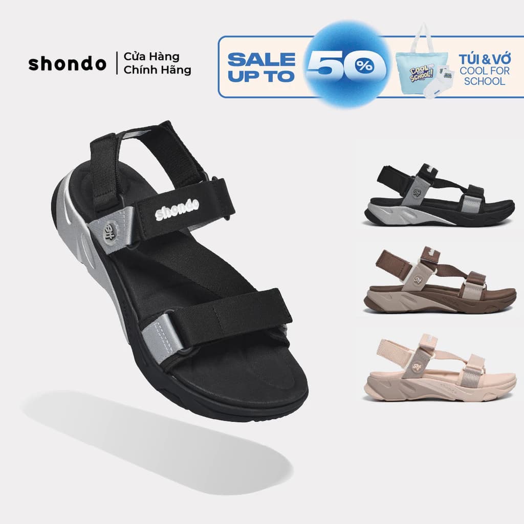 Giày Sandal Unisex Shondo F8M Ver 2 Đế Cao 4.5cm Bám Chắc Ổn Định Nhiều Màu