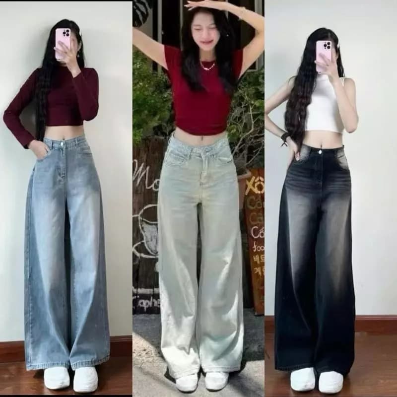 Quần Jean Ống Rộng [60-100kg] Bigsize Nữ Cạp Cao Form Đẹp Tôn Dáng Hottrend Dễ Phối Đồ