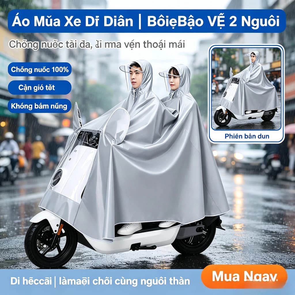 🔥COD🔥 Áo mưa đi xe máy che phủ toàn thân vành đôi chắn nước, dễ dàng sử dụng điện thoại
