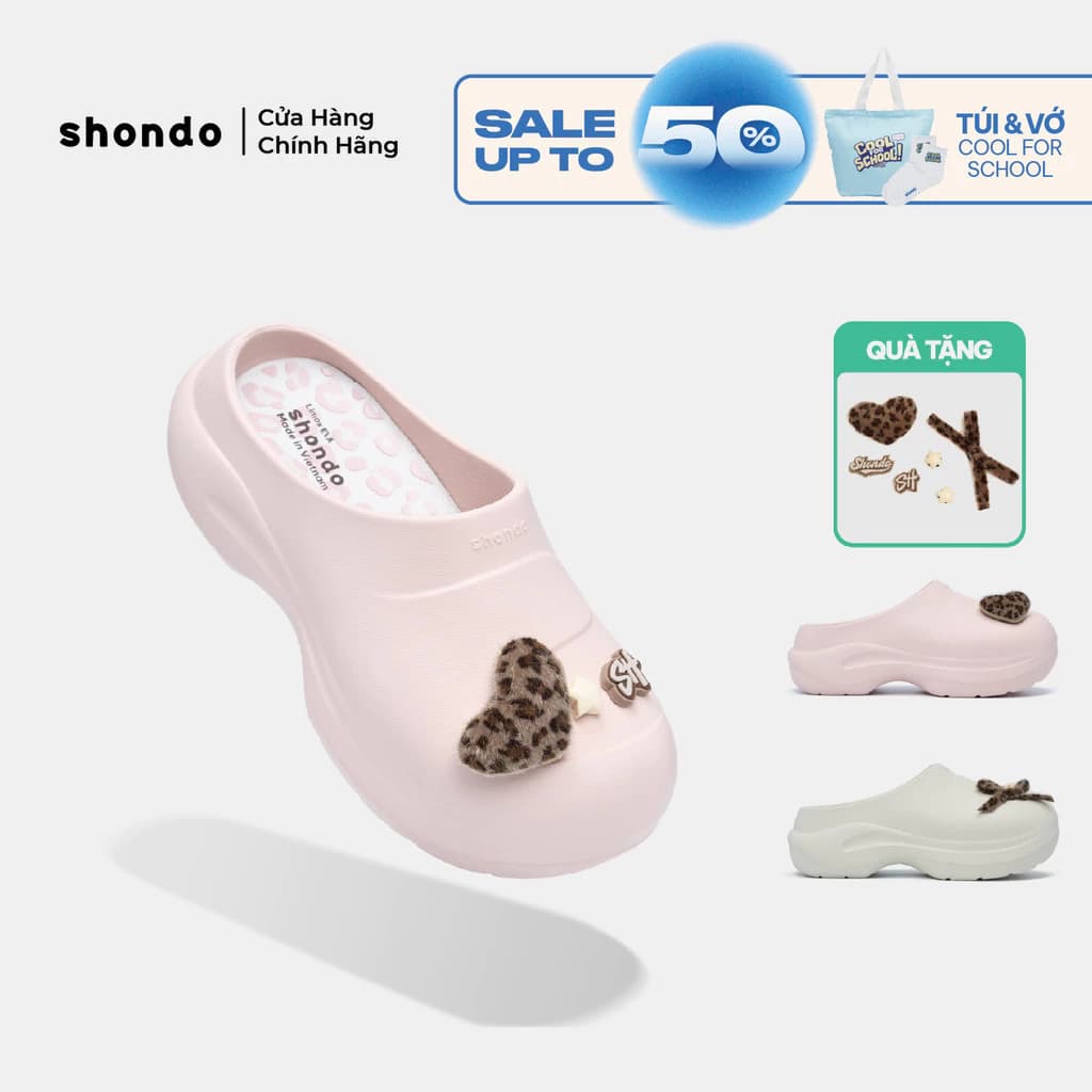 Dép Sục Mule Chic Nữ Shondo Bít Mũi Da Báo Đính Nơ Nhiều Màu