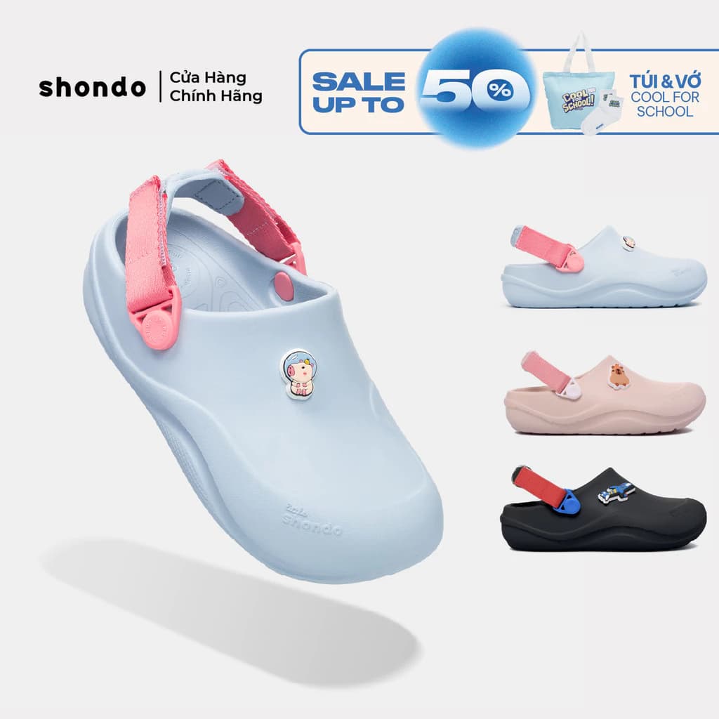 Dép Sục Bé Gái Shondo Clog Little Suke Gắn Charm Hình Thú Dễ Thương Nhiều Màu