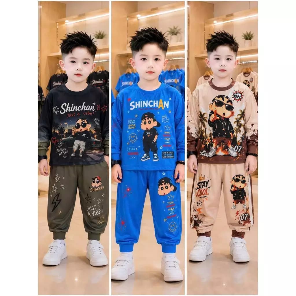 Sét Quần Áo thu đông Cho Bé 7-50kg Sét Cộc Tay Unisex MẪU Shin cậu bé bút chì chất Thun Thái Thoáng Mát co dãn 4 chiều