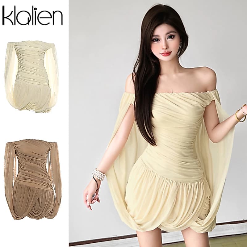 Klalien Đầm nữ nỉ bodycon cổ cao lưới, xu hướng mới cho mùa hè, sang trọng và thanh lịch