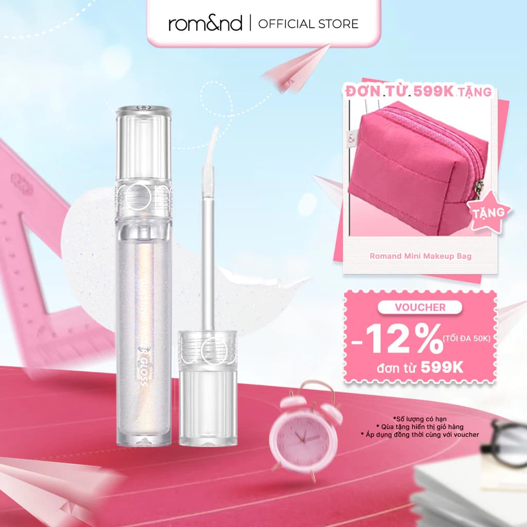 [Rom&nd] Son tint bóng mịn mượt Hàn Quốc Romand Glasting Water Gloss 4.5g