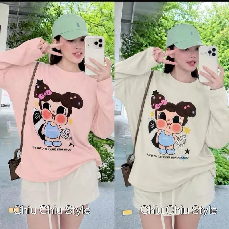 Áo thun giấy dài tay  in hình Minnie Mousse  gồm nhiều màu sắc