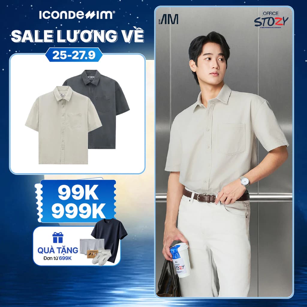 Áo Sơ Mi Nam Tay Ngắn ICONDENIM ICON AM Workplay Form Relaxed SMID0410