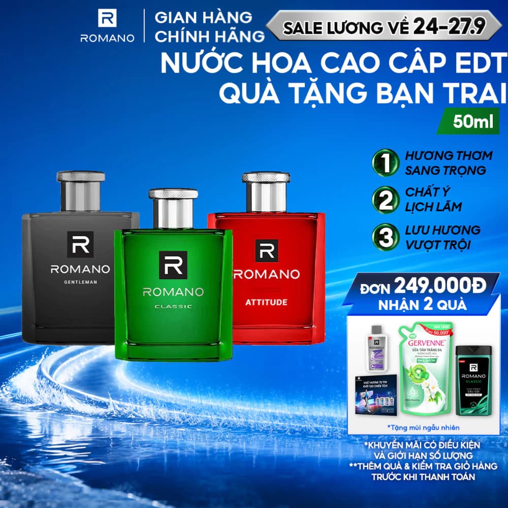 Nước hoa nam Romano EDT Attitude / Classic / Gentleman 50ml