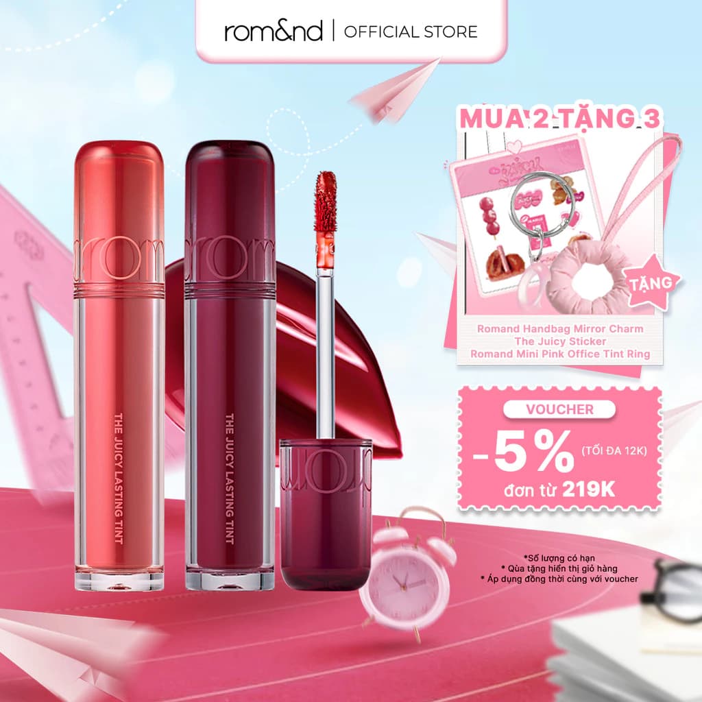 [Rom&nd] Son Tint Romand The Juicy Lasting Tint Zero Căng Mọng Môi 3.5g Mỏng Nhẹ Trong Veo, Bền Màu, Không Bết Dính
