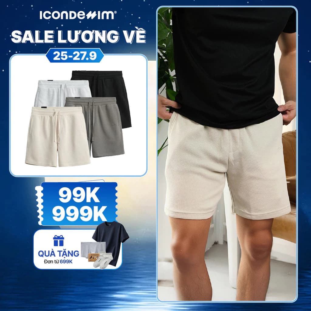 Quần Short Nam ICONDENIM Pique Regular QSID0138