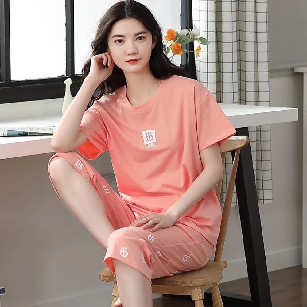 Bộ Đồ Ngủ Nữ Mùa Hè Vải Lạnh Mỏng Mát Tay Ngắn Quần Lửng Phong Cách Hàn Quốc Dễ Thương ✨Luyoo24.vn✨