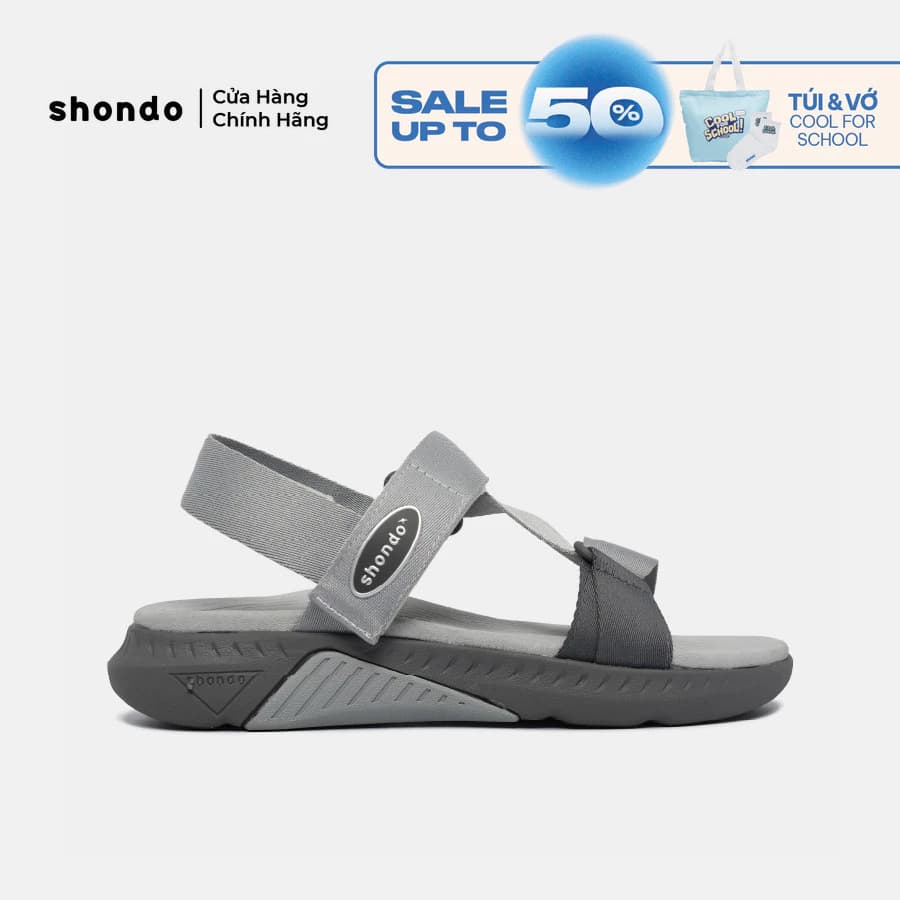 Giày Sandal Nam Nữ Shondo F7R Nhẹ Đi Học Đi Chơi Màu Xám F7R2021