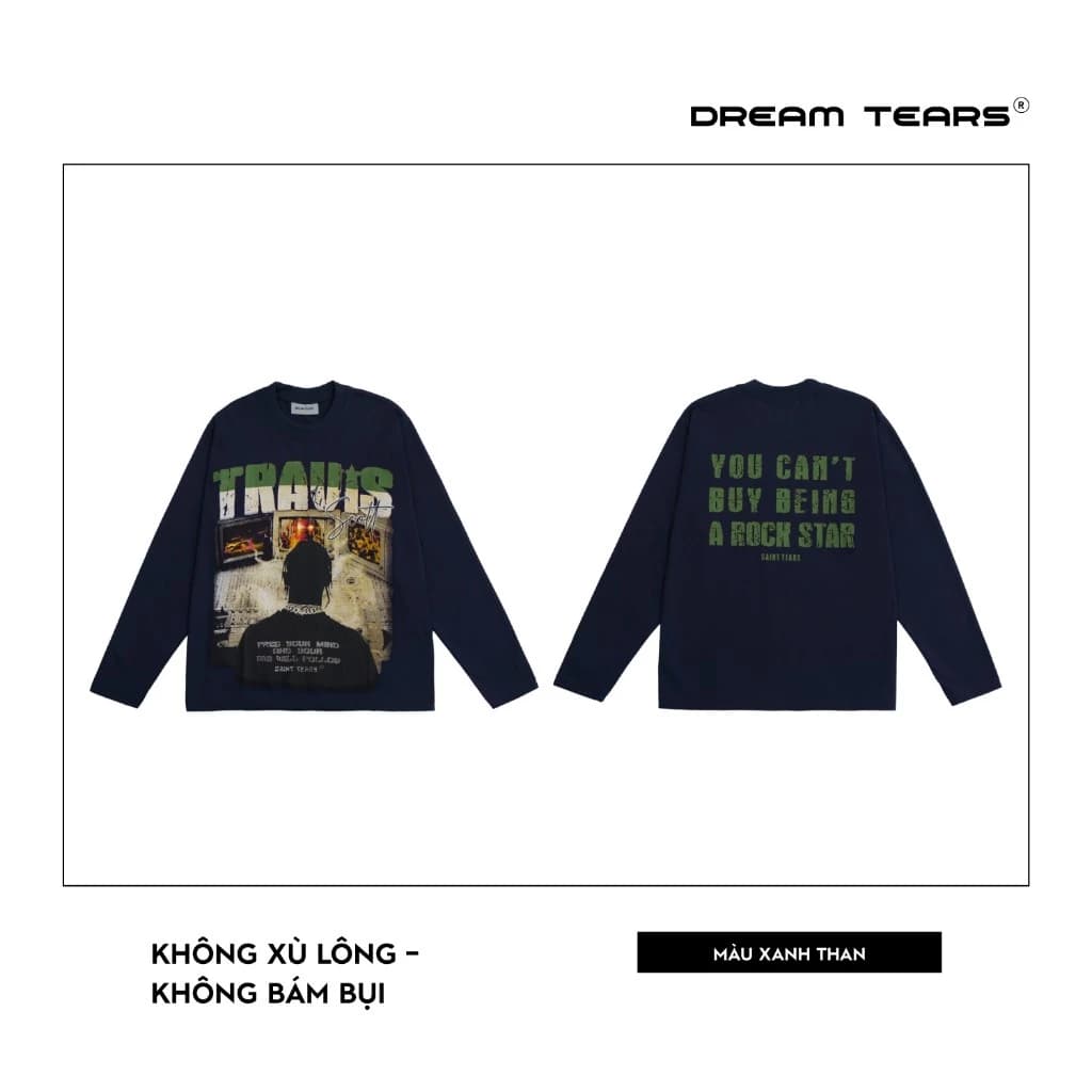 Áo Thun Dài Tay Dream Tears , Chất Liệu Cotton Định Lượng 250Gsm , Thoáng Mát , Sang Trọng , From Dáng Trẻ Trung LT2