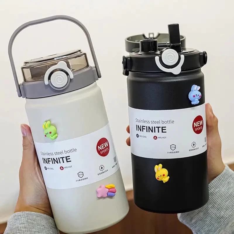 Bình nước cách nhiệt bằng thép không gỉ 316, dung tích 1.000ml đến 1200ml, được trang bị nắp và ống hút hai lớp, Chai nước thể thao chất lượng cao, có thể giữ nhiệt độ thấp của đồ uống, Bán chạy 2026, Nhãn dán miễn phí.