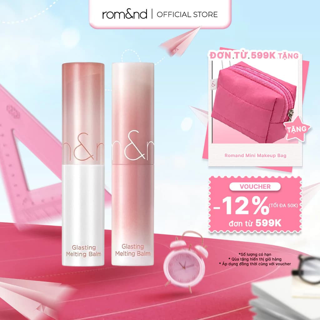 [Rom&nd x KOL][Combo Ve-easy] 2 Son dưỡng màu tint Romand Glasting Melting Balm 3.5g