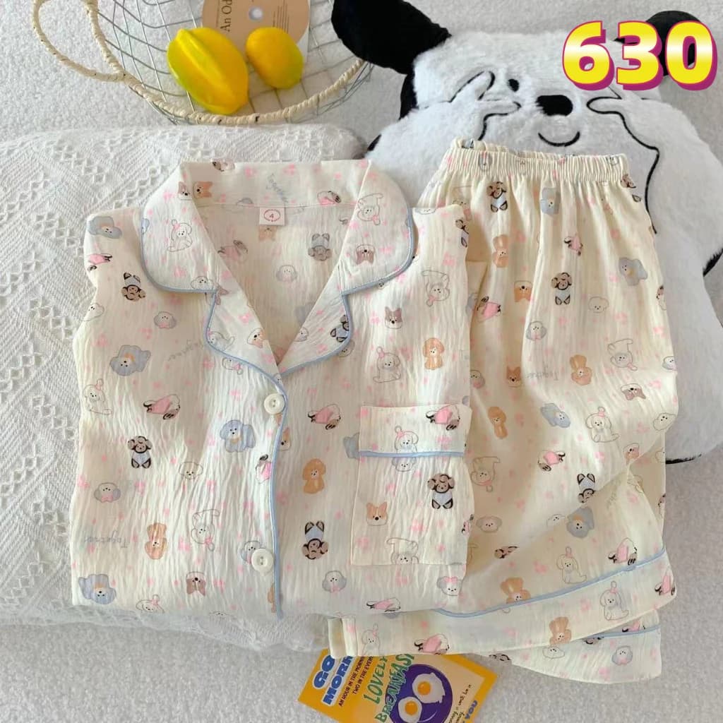 Đồ ngủ nữ mềm mại Thoải mái pijama ngắn tay hoạ tiết dễ thương đồ bộ mặc nhà Bộ đồ ngủ pyjama 630