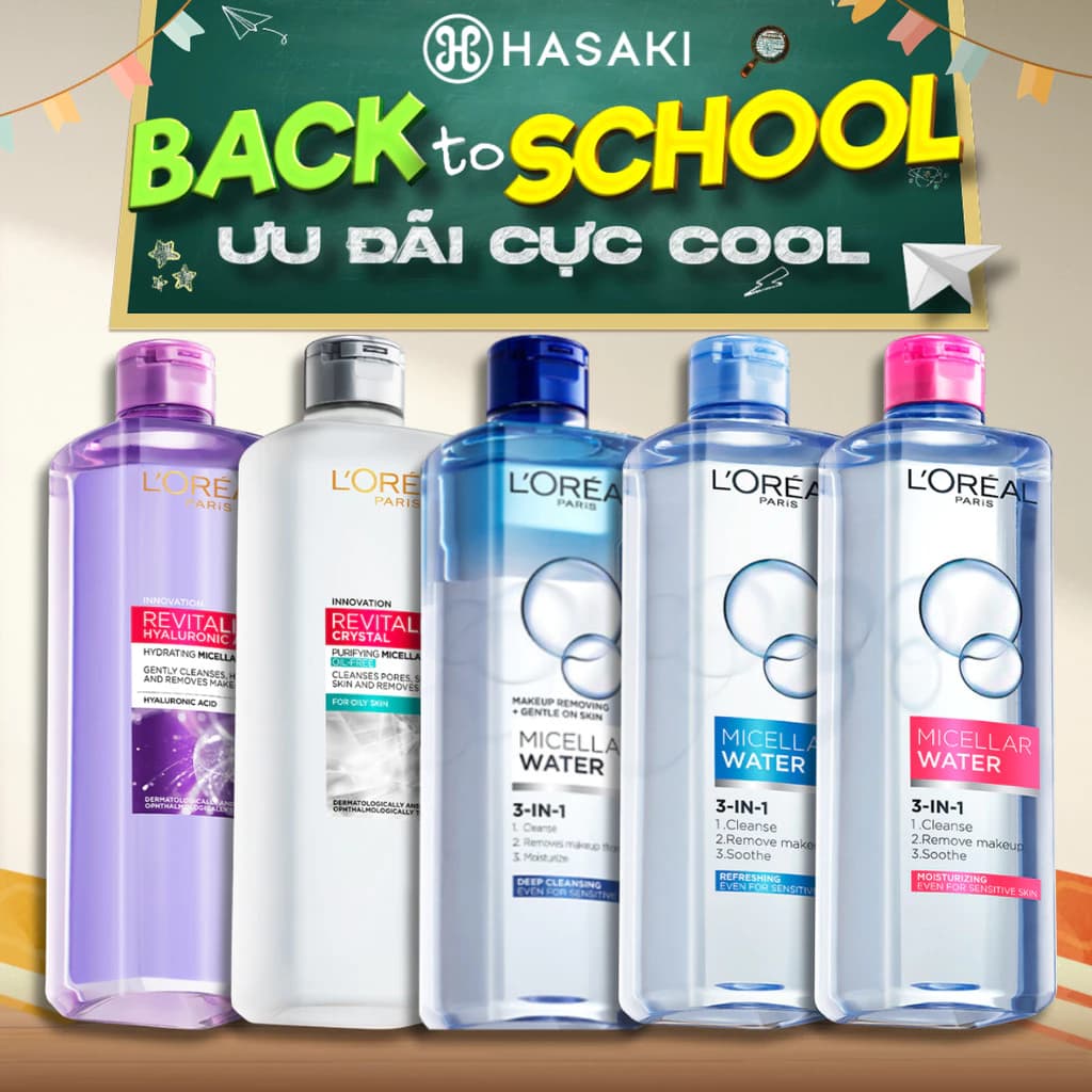 [DAILY] Nước Tẩy Trang L'oreal Dành Cho Da Dầu, Da Nhạy Cảm, Làm Sạch Trang Điểm 400ml Hasaki