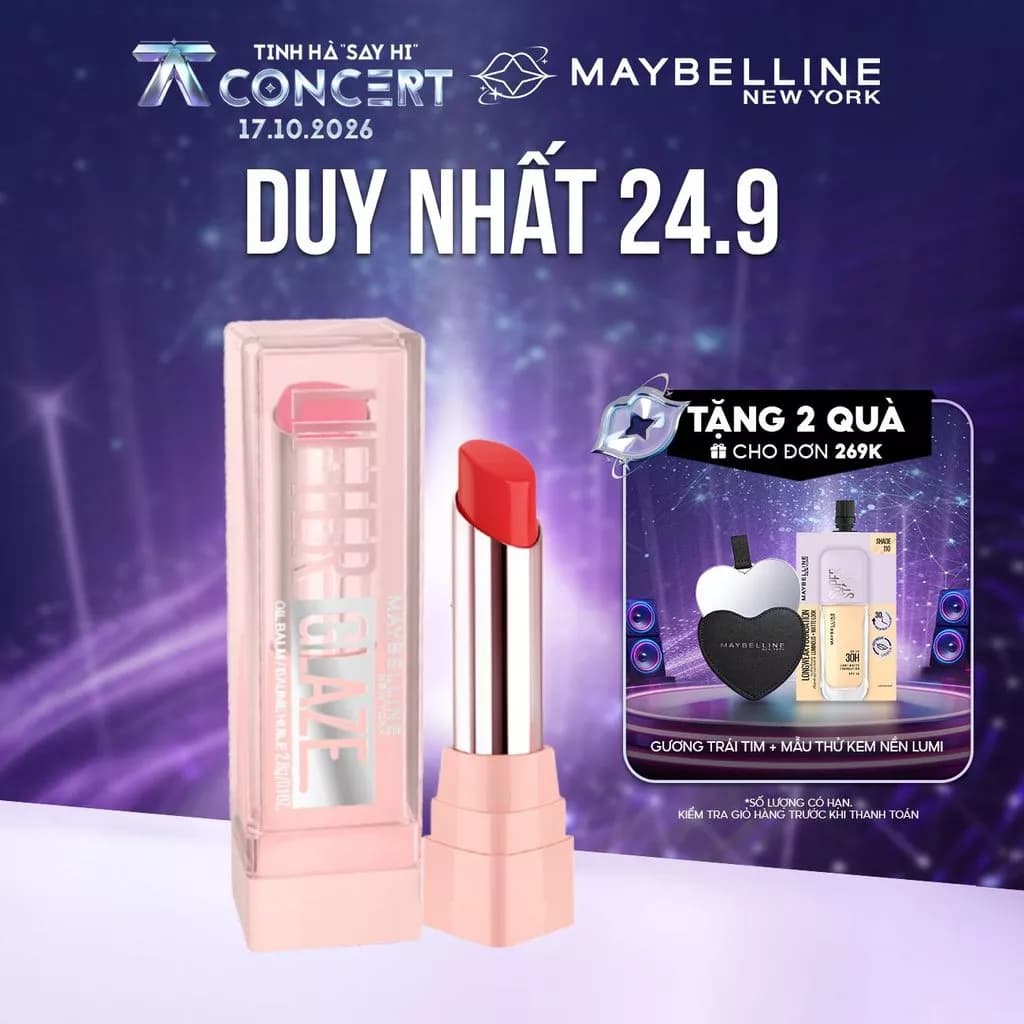 Son bóng dưỡng Maybelline New York Lifter Glaze cho môi mềm ẩm mướt, mọng thạch Cherry 2.8g