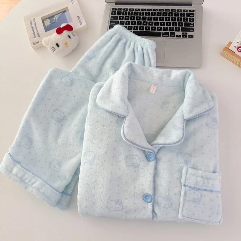Bộ Đồ Ngủ Nữ Flannel Dễ Thương Bộ Đồ Ngủ Mùa Đông Dài Tay Đồ Ngủ Người Phụ Nữ Rời Mặc Ban Đêm Giữ Ấm Dày Mặc Nhà