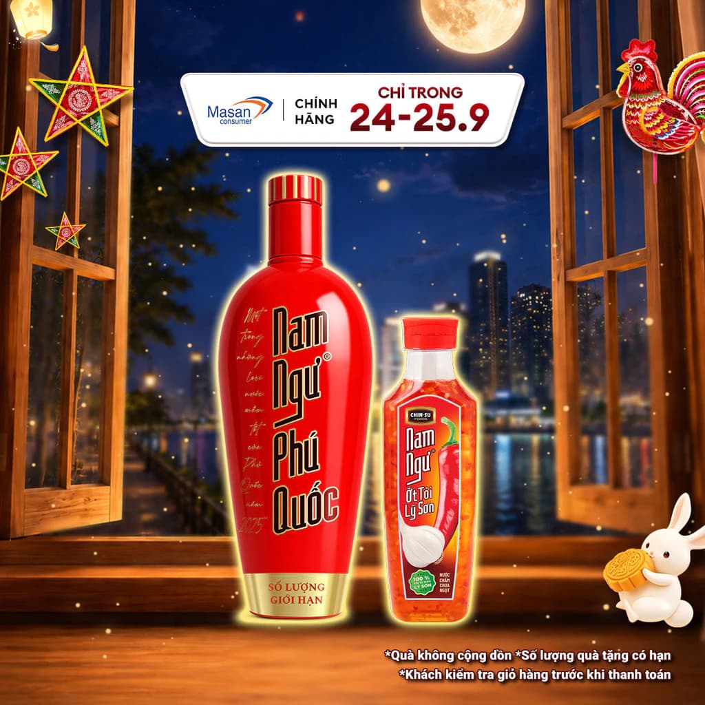 Combo 1 Nước mắm Nam Ngư Phú Quốc chai x 500ml + 1 Nước mắm cá cơm Nam Ngư chai thủy tinh chai x 500ml