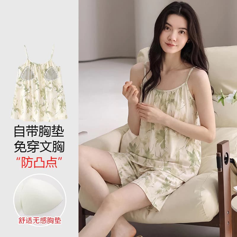 Bộ Đồ Ngủ Có Đệm Nữ Cotton Bộ Đồ Ngủ Mùa Hè Không Tay Đồ Ngủ Người Phụ Nữ Rời Mặc Ở Nhà Mặc Ban Đêm