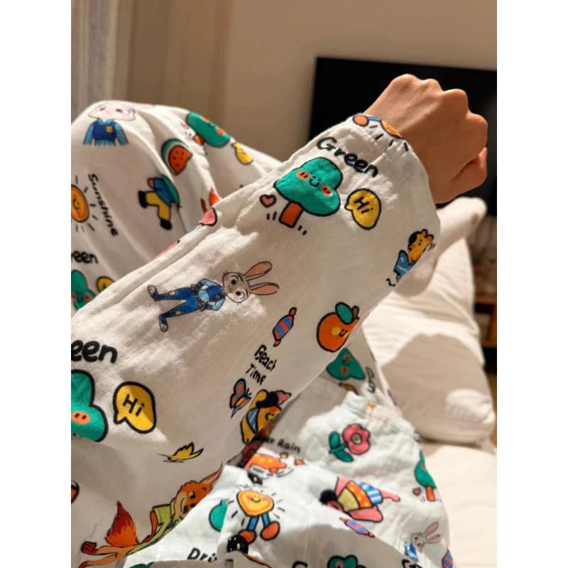 Hoạt Hình Nhật Bản Mây Bộ Đồ Ngủ Cotton Nữ Xuân Thu Dài Tay Phong Cách Mới Homewear Phù Hợp Với