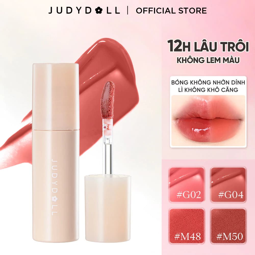 Son Tint Bóng + Son Bùn JUDYDOLL Căng bóng Son kem Mịn lì Mờ Vân môi Lâu Trôi Không khô môi 2,8g