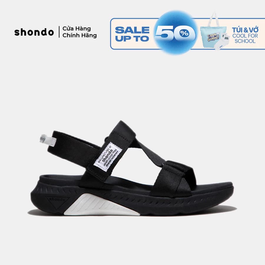 Giày Sandal Nam Nữ Shondo F7R Quai Chéo Thể Thao Đen Phối Trắng Quai Đen F7R1010