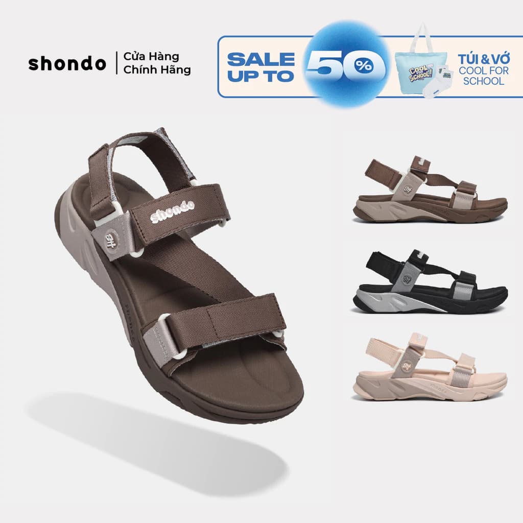 Giày Sandal Unisex Shondo F8M Ver 2.2 Đế Cao 4.5cm Bám Sàn Tốt Nhiều Màu