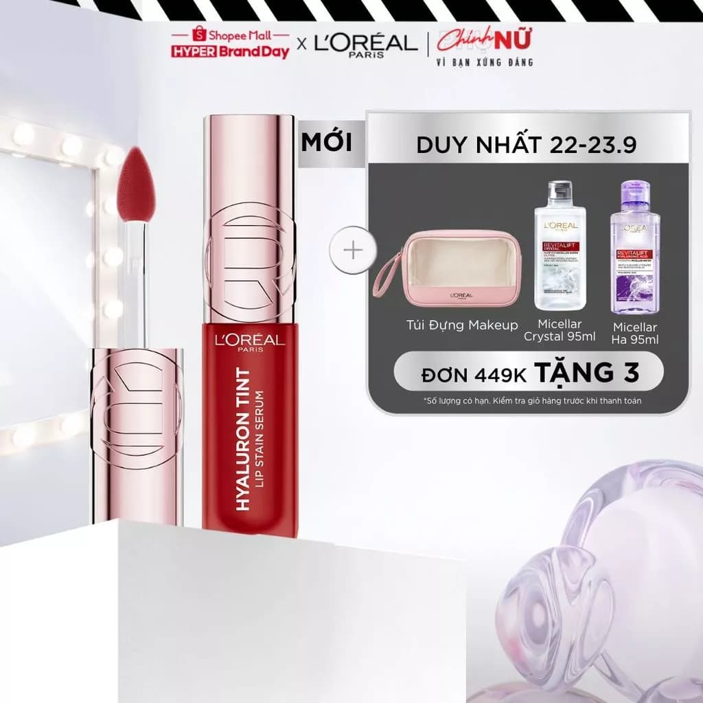 Son tint bóng dưỡng môi có màu, lâu trôi, nhẹ môi L'Oreal Paris Hyaluron Tint Lip Stain Serum 5ml