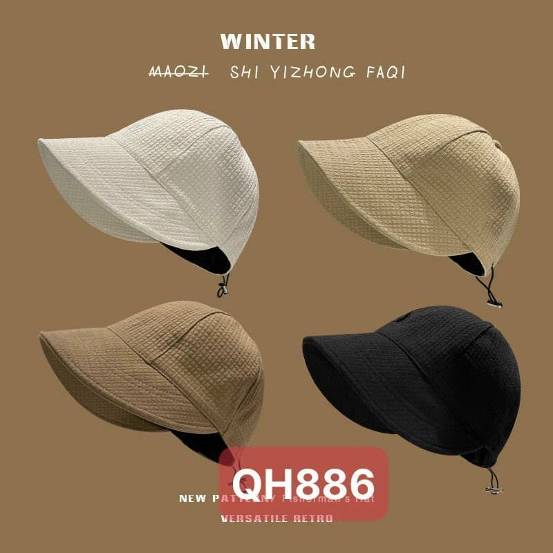 Mũ Chống Nắng Hàn Quốc Có Dây Rút Thoáng Khí Kiểu Nón Rộng Vành Nữ Che Nắng Uzzlang Chống Tia UV