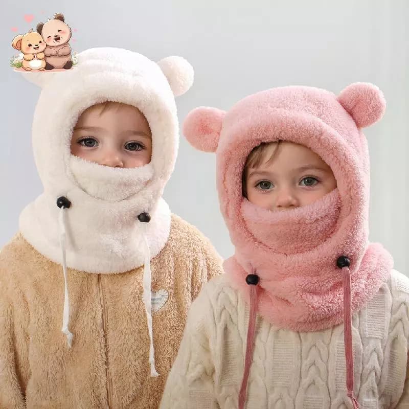 Mũ Khăn Balaclava Ấm Áp Cho Trẻ Em Hai Vành Tai Mềm Mại Phù Hợp Mùa Đông