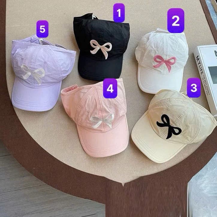 Nón Kết Thêu Nơ Nữa Đầu Cho Bé Gái 2-10 Tuổi🍀FREESHIP🍀Mũ lưỡi trai trẻ em hình nơ thêu dễ thương, phong cách Hàn Quốc